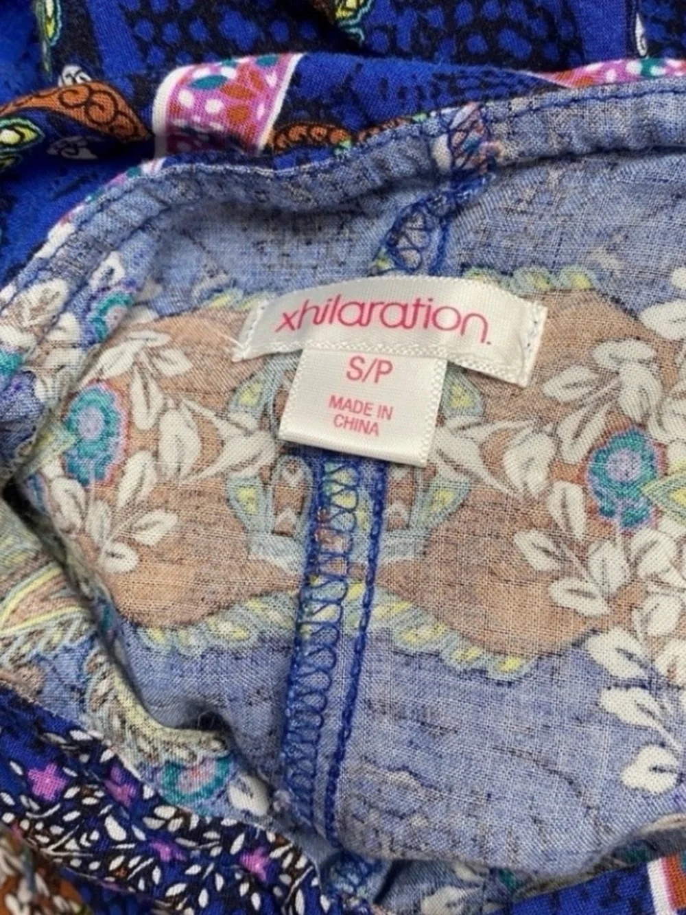 3/$25 Xhilaration Junior Blue Paisley Maxi Dress Size Small Boho Hippie Vacation - Picture 10 of 14